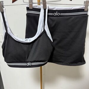 ALO Yoga Black and White Skirt Set